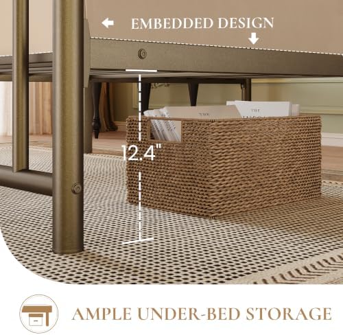 SHA CERLIN 45" Twin Size Metal Bed Frame, Vintage Headboard, Antique Bronze - Image 6