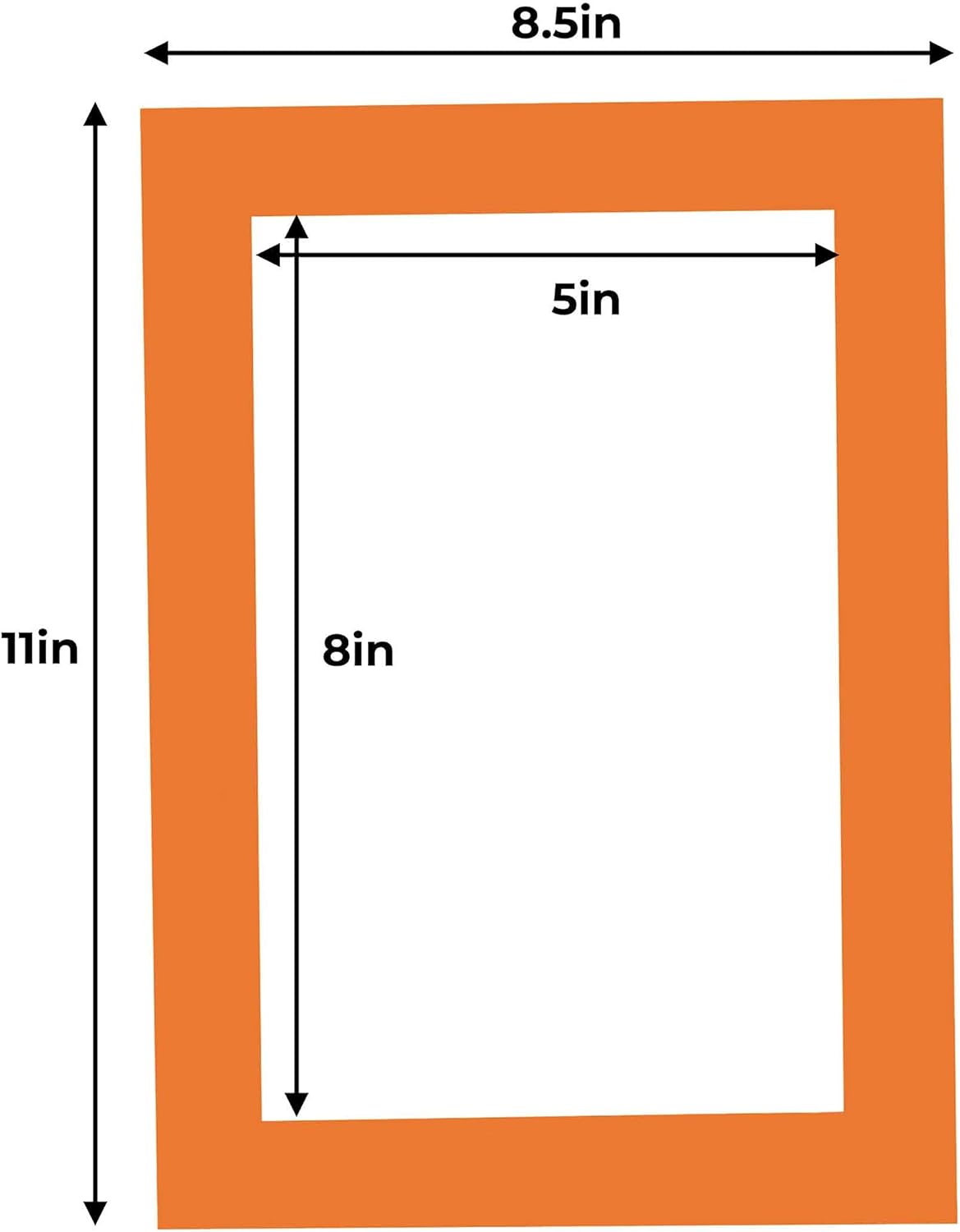 5.5x8.5 Mat for 8.5x11 Frame - Precut Mat Board Acid-Free Orange 5.5x8.5 Photo Matte for a 8.5x11 Picture Frame, Premium Matboard for Family Photos, Show Kits, Art, Picture Framing, Pack of 25 Mats