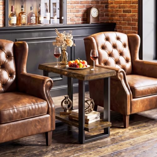 Tribesigns Solid Wood Side Table, Industrial Pine Wood Nightstand - Image 3