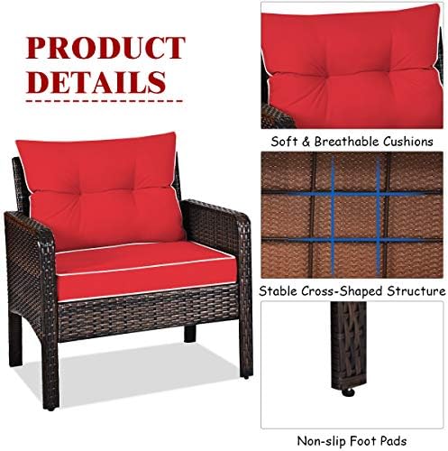 Tangkula 3 Piece Outdoor Patio Furniture Set, Wicker Chairs Set - Image 6