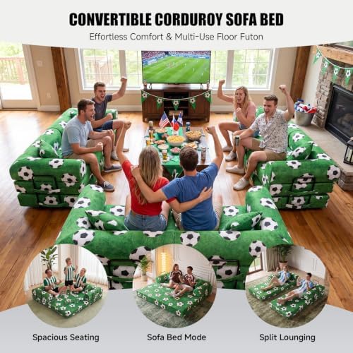 79" World Cup Soccer Sofa Bed, Foldable Sleeper Futon Floor Sofa - Image 3