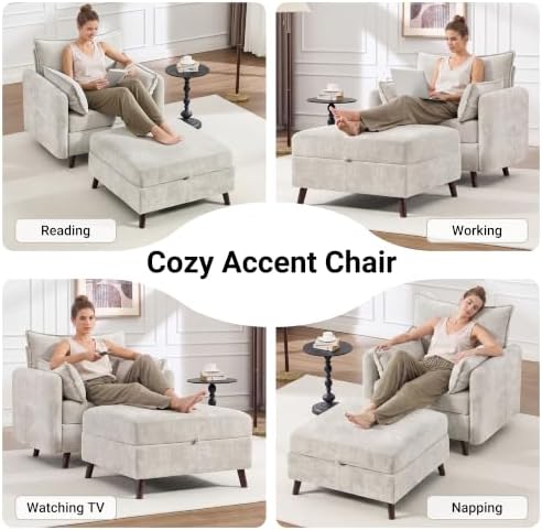 Oversized Accent Chair with Ottoman, All Seats Storage Reading Chair - Image 6