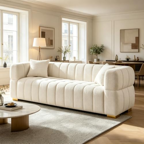 VANOMi 90.9" Boucle 3-Seater Deep Seat Sofa, Oversized Cloud Couch by VANOMi