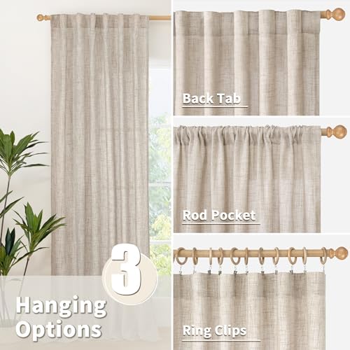 YoungsTex Small Linen Cafe Curtains 36 Inch Length - Image 3