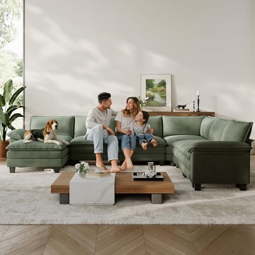 LINSY HOME Modular Sectional Sofa 6 Seat Couch Corduroy Cloud Couch - Image 3