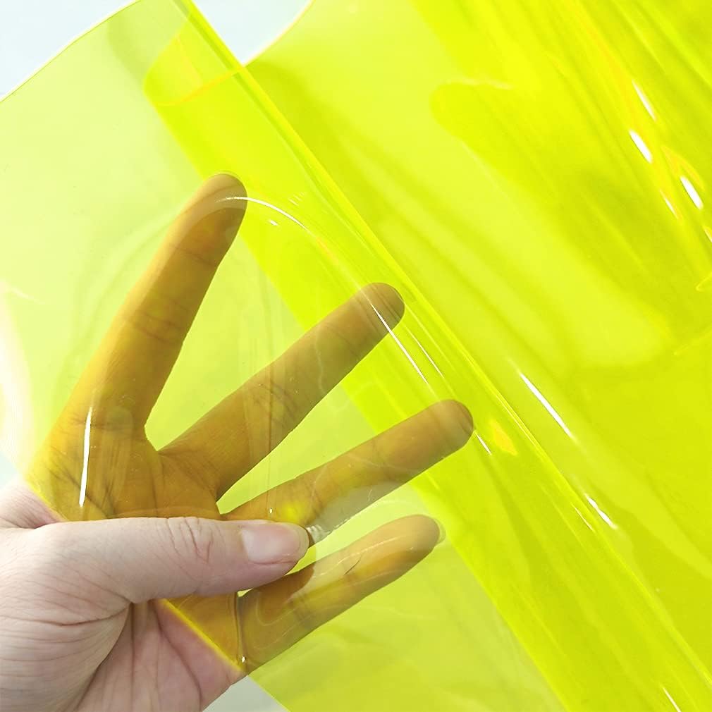 HYANG Yellow Solid Colors Transparent PVC Super Clear Holographic Vinyl 1 Roll 12" x 47" (30cm x 120cm) for DIY Bows Earrings Bags DIY Crafts Making