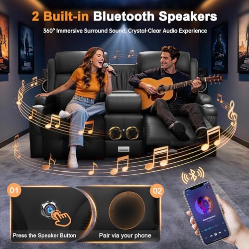 Home Theater Seating, Power Loveseat Recliner Sofa - Image 3