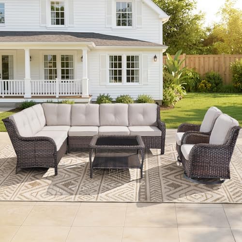 Belord Patio Furniture Set 6 Seats, Outdoor Swivel Rocker Patio Chairs by Belord