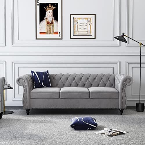 ORRD Chesterfield Sofa Velvet, Modern Tufted Couch 3 Seater by ORRD