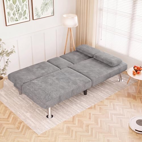 Flamaker Futon Sofa Bed, Modern Corduroy Convertible Folding Futon Set - Image 2