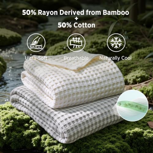 Bedsure Cooling Waffle Blanket for Hot Sleepers - Image 2