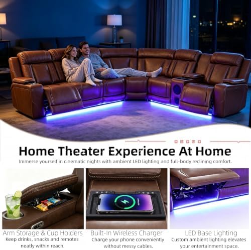 Leather Power Reclining Sectional Sofa Set - Image 5