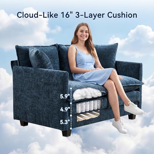 Loveseat Sofa Couch, Small Mini Compact 50" Love Seat 27" Deep Cloud Sofa Seat - Image 3