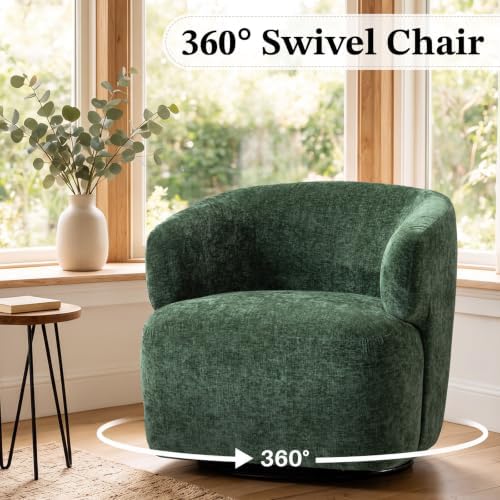 SOFTHION Swivel Accent Chair, Chenille Barrel Chair - Image 4