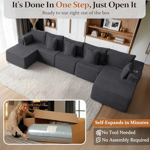 168" Cloud Sectional Couch, Comfort U Shaped Sofa - Image 3