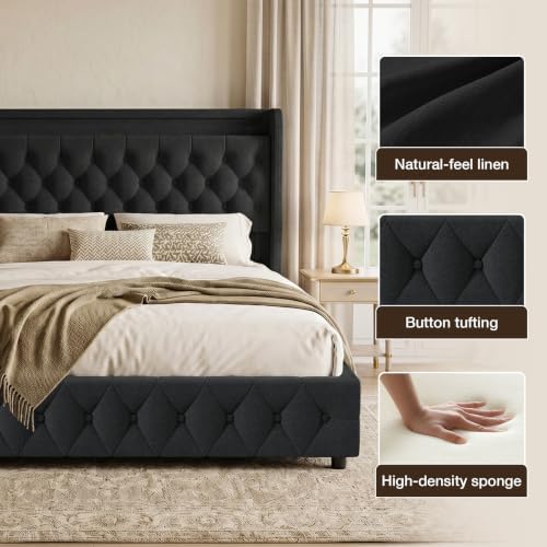 Queen Size Bed Frame, 4 Storage Drawers, Charging Station - Image 5