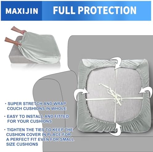 MAXIJIN Velvet Stretch Cushion Covers Couch Cushion Slipcovers Loveseat Sofa - Image 4
