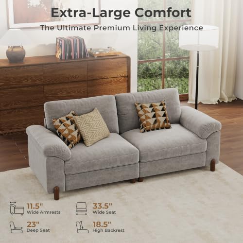 SITJOY Cloud Couch Sectional, 2 Seater Loveseat, Chenille in Light Gray - Image 3