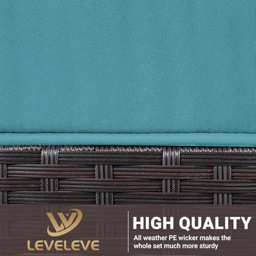 LEVELEVE 3 pcs Rocking Bistro Set Conversation Chairs PE Wicker Outdoor Rocking - Image 7