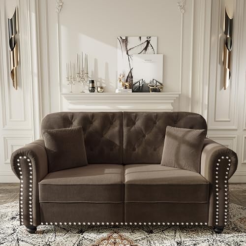 KEIKI 63" Velvet Chesterfield Sofa by KEIKI