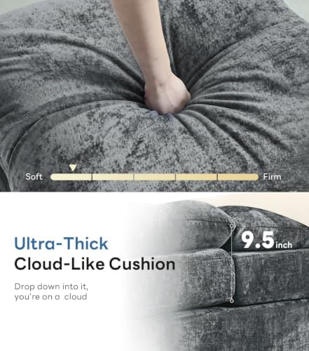 Iroomy 57" Chenille Loveseat 2 Seater, Small Love Seat Sofa, Cloud Couch Thick - Image 3