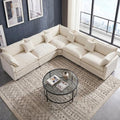 111.4" V-Shaped 5-Seat Sectional Cloud Couch, Chenille Sofa Set by MUDANT