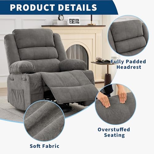 Garvee Rocking Recliner Chair for Adults Wide 360° Swivel Rocker Recliner - Image 6