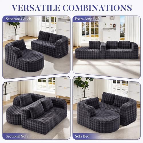 Hobestluk Boneless Couch Modular Sectional Sofa L-Shape Lounge Cloud Couch - Image 7