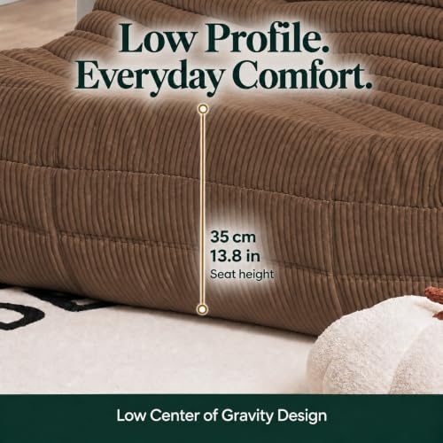 N&V Fireside Loveseat, Mid Century Armless Twin Size Floor Sofa, Soft Premium - Image 3