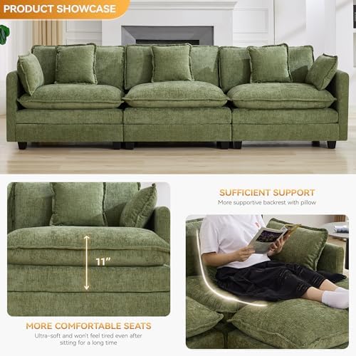 111'' Sectional Cloud Deep Seat Couch, Modern Comfy Chenille Modular Sectional - Image 3
