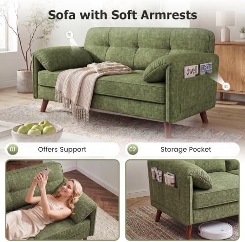 Apicizon 65" Loveseat Sofa, Corduroy Loveseat Couch - Image 5