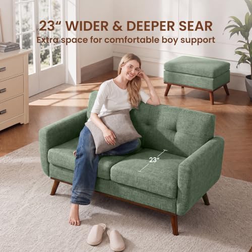 56" Small Loveseat Sofa Mid Century Modern Mini Love Seat - Image 4