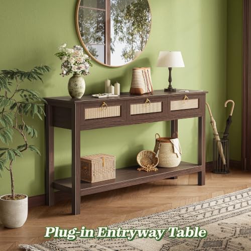 SUPERJARE Rattan Console Sofa Table - Image 3