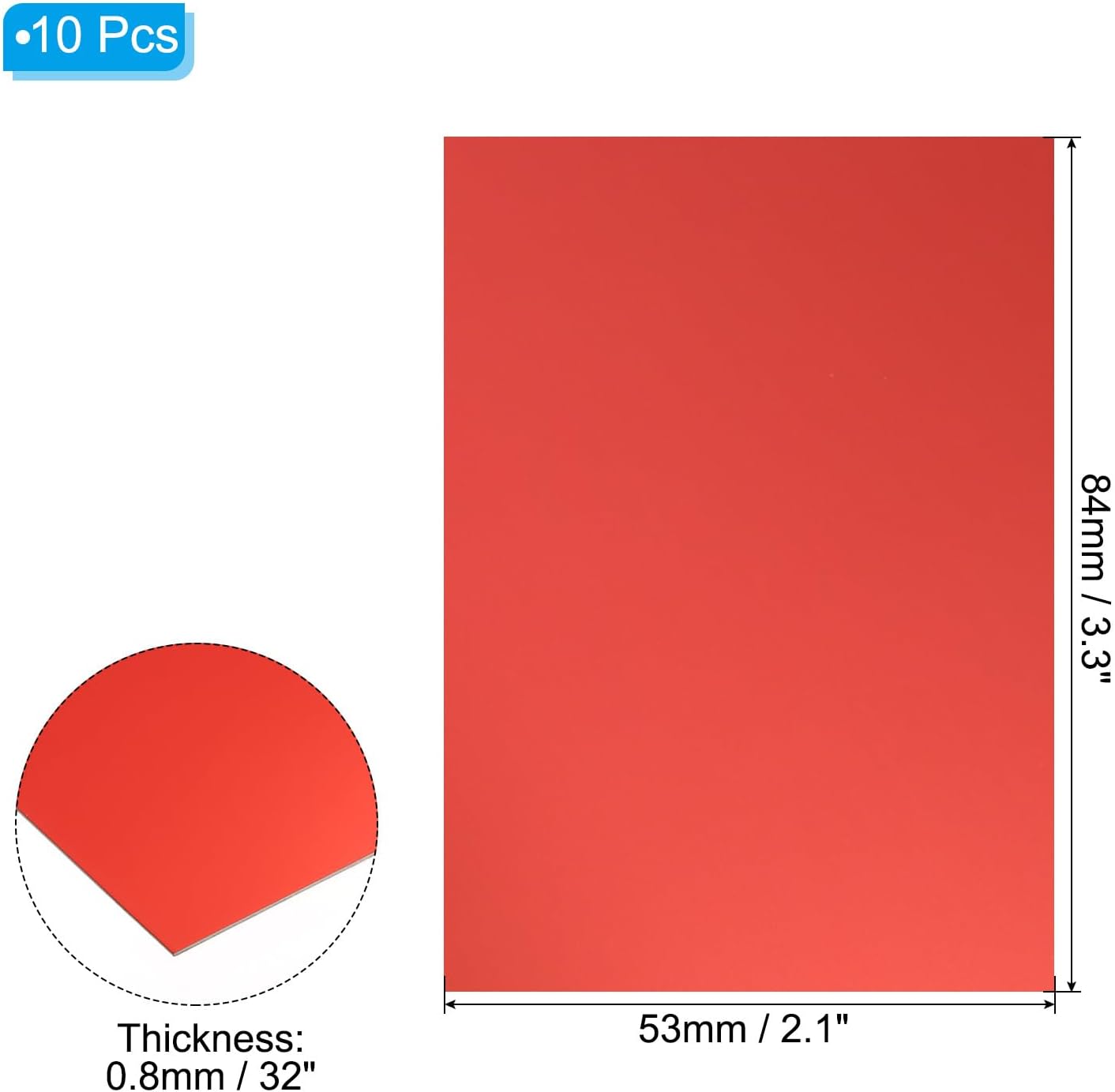 PATIKIL 3.3x2.1x1/32inch Anodized Aluminum Sheet, 10Pcs Metal Rectangle Aluminum Plate 0.8mm Thick Engraving Blanks for Laser Engraving DIY Decorative Crafting Home Decoration, Red