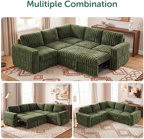 HONBAY Plush Corduroy Modular Sectional Sofa - Image 6