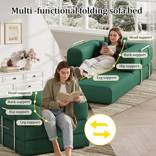 Single Couch Sofa for Small Spaces, 2-in-1 Single Boneless Sofa - Image 4