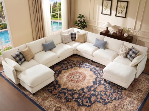 Ihanherry 139" Oversized V-Shaped Modular Sectional Couch, 9-Seater Cloud Sofa by iHanHerry
