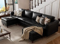 ABCASA Oversized Modular Sectional Sofa, 118.5" Faux Leather 6 Seater U Shaped by ABCASA