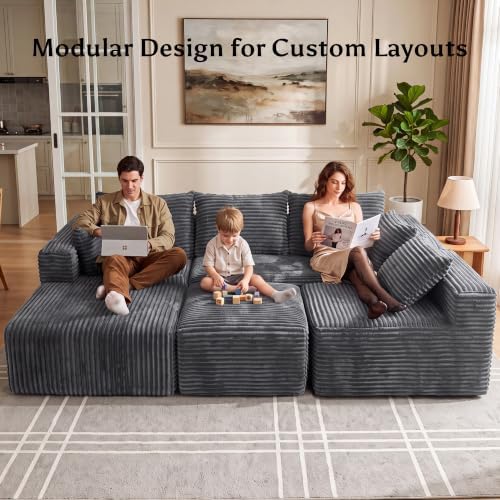 118" U Shaped Boneless Couches for Living Room, Modular Sectional Sofa - Image 4