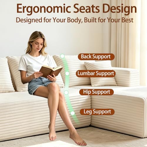 92.5" Boneless Couch, Right Facing Sectional Sofa - Image 6
