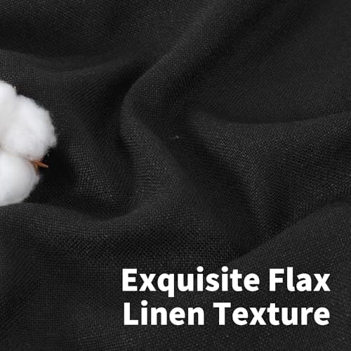 YoungsTex Black Linen Semi Sheer Curtains 52 X 63 Inch Length 2 Panels - Image 3