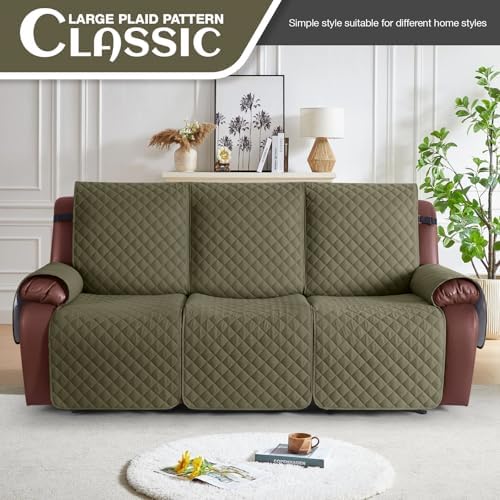 KinCam Waterproof Recliner Sofa Covers Washable, 3 Seater - Image 2