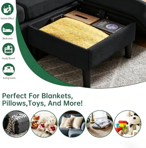 80" L Shaped Couch with Storage, Small Sectional Couches - Image 6