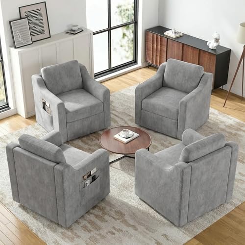 360°Swivel Accent Chair with Lumbar Support, Swivel Armchair with Deep Seat by LegacyAmerhomeDirect