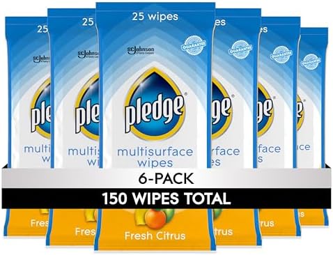 Pledge pH Balanced Multi Surface Cleaning Wipes, Fresh Citrus, 25 ct, 6 pk by Pledge