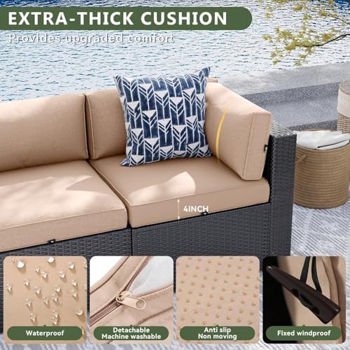 Aoxun 7 Piece Patio Furniture Set, Wicker Rattan Patio Sectional Sofa, Outdoor - Image 2