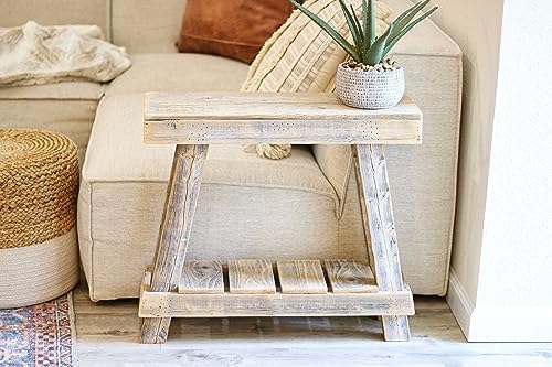 Doug and Cristy Designs Luxe Aztec A-Frame Natural Accent Side Table, Reclaimed - Image 2