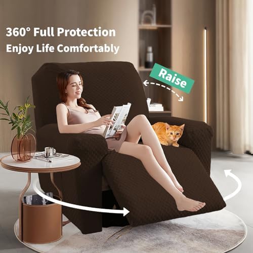 YEMYHOM 4 Pieces Stretch Recliner Slipcover Latest Jacquard Recliner Chair Cover - Image 2