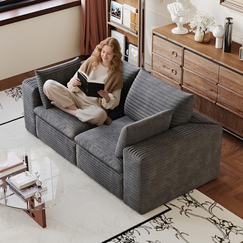 71" Cloud Couch Modular Sectional Sofa, Boneless Loveseat Deep Seat Couch - Image 5