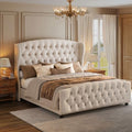 VASAGLE King Platform Bed Frame, Upholstered, Wooden Slats by VASAGLEbySONGMICSHOME